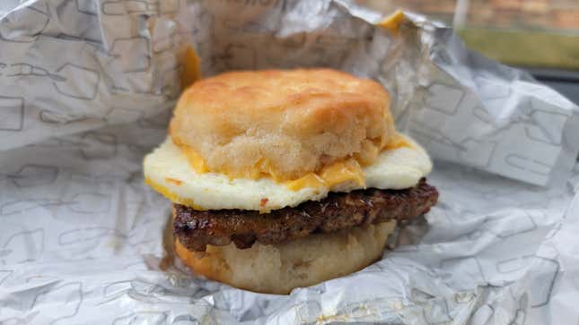 Wendy's sausage egg and cheese biscuit