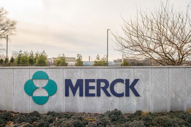 Signage outside Merck &amp; Co. headquarters in Kenilworth, New Jersey, U.S., on Monday, Jan. 25, 2021.