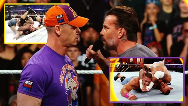 John Cena and CM facing off in the ring ahead of Night of Champions June 28 2025