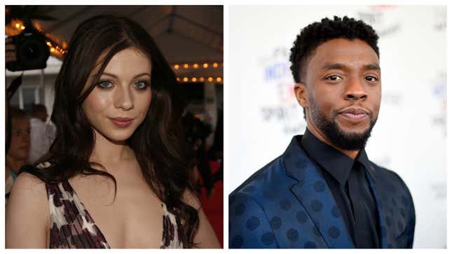 Michelle Trachtenberg, left; Chadwick Boseman.