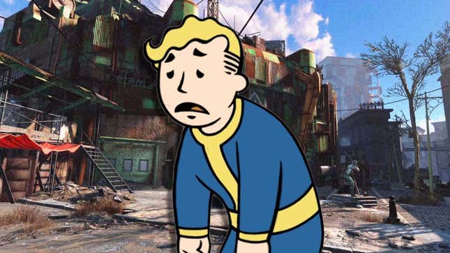 An image shows a tired and sad Vault Boy. 