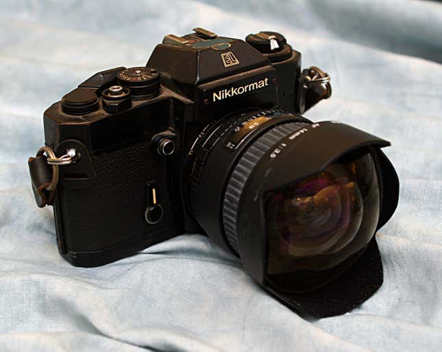 Nikkormat 35 mm SLR Camera (1965-67). Although 35mm cameras had been in occasional use for a number of years, the Nikkormat and its workhorse cousin the Nikon F became the cameras of choice for news photographers in the 1960s. Professional photojournalists favored these cameras for their reliability and versatility in covering virtually any subject in almost any environment. (AP Photo/Santos Chaparro)