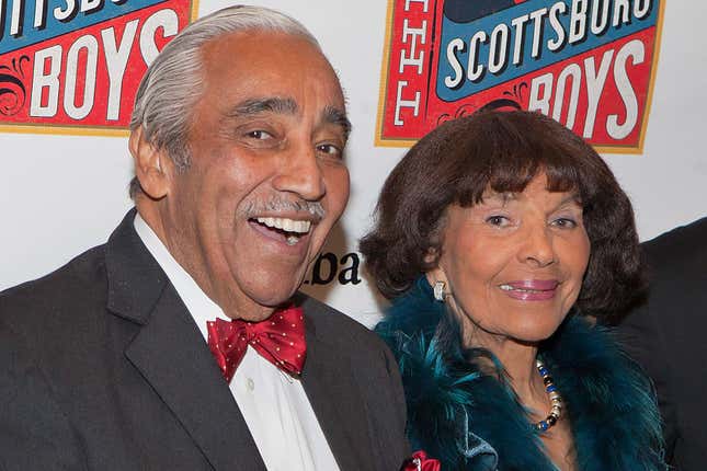 Charles Rangel and Alma Rangel attend the opening night of “The Scottsboro Boys” on Broadway at the Lyceum Theatre on October 31, 2010 in New York City