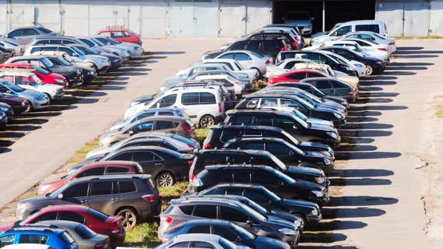 Cars parked in the garage and cast their shadows