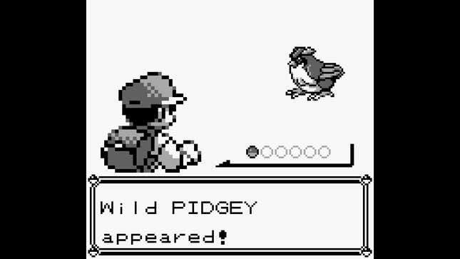 Ash fights a Pidgey in 笔辞办é尘辞苍 Red.