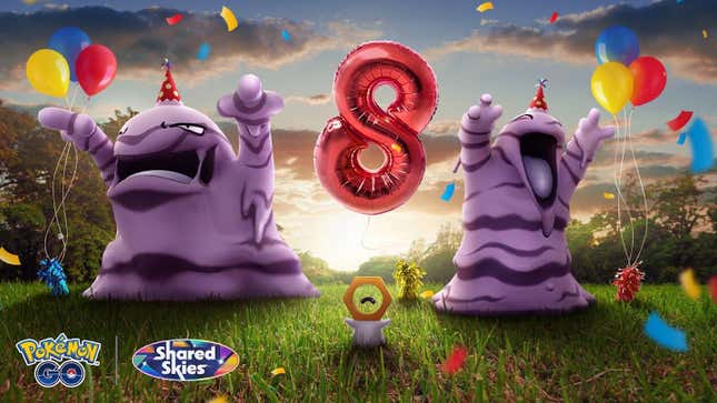 It's Grimer and Muk, celebrating POGO's 8th birthday.