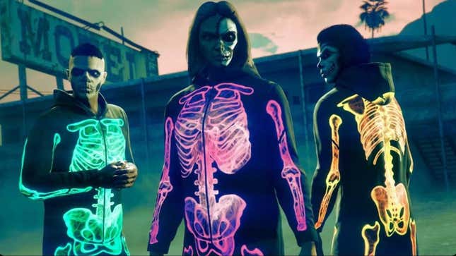 GTA characters wear skeleton suits. 