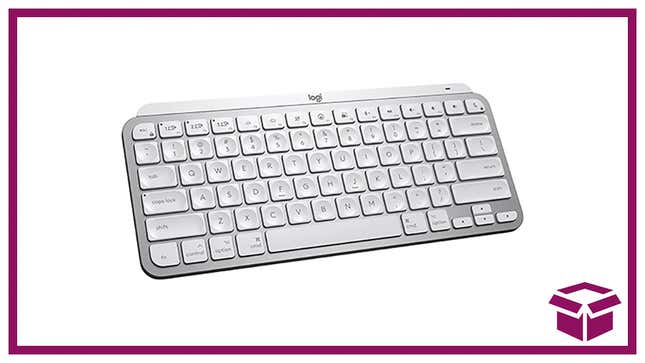 Logitech MX Keyboard on a white field. 