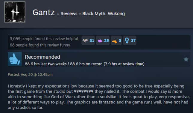 Image for article titled Black Myth: Wukong, As Told By Steam Reviews