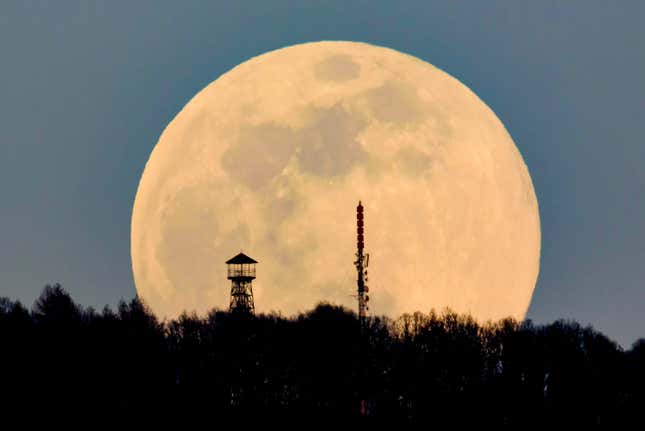 A view of the moon in Budapest, Hungary.