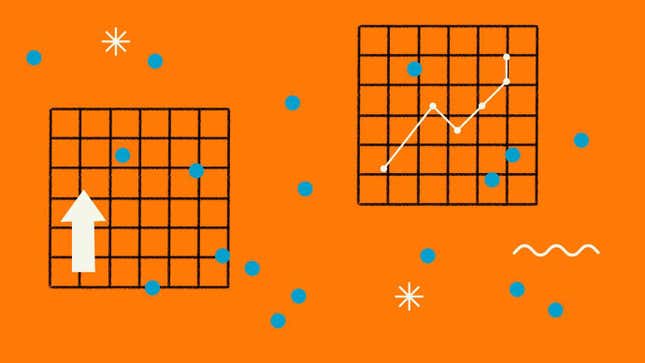 An illustrated graphic design of charts and graphs.
