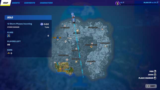 A map of a Fortnite island shows two Hot Spot locations.