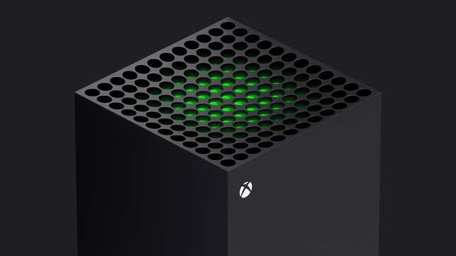 An Xbox Series X glows green on top for all the savings. 