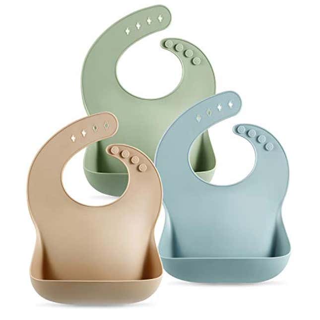 Image for article titled PandaEar Set of 3 Silicone Baby Bibs Waterproof, Now 26% Off