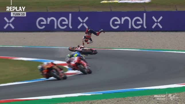 Image for article titled Marc Marquez&#39;s Latest Crash Shows Honda Has A Serious Problem