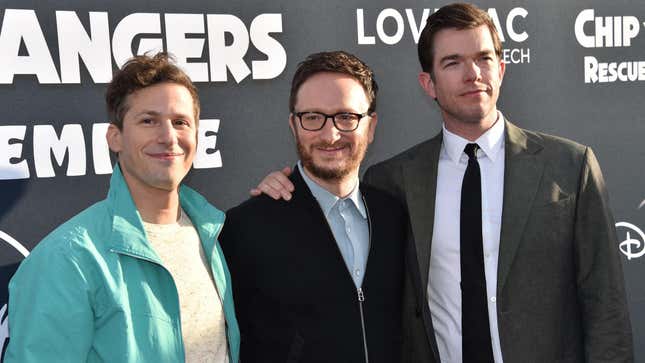 Andy Samberg, Akiva Schaffer, John Mulaney at premiere of Chip'n Dale: Rescue Rangers
