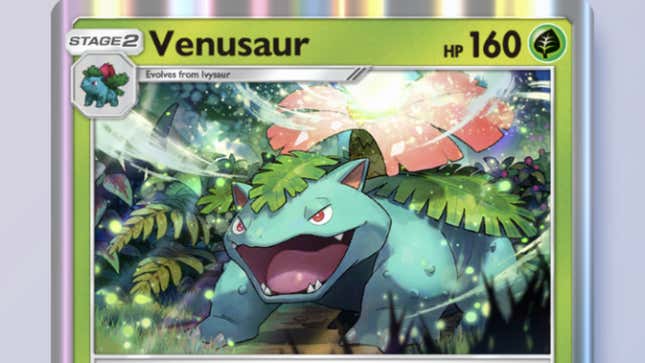 Uma carta Venusaur aparece. 