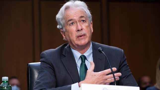 CIA Director William Burns testifying before the Senate Intelligence Committee on April 14, 2021 at the Capitol in Washington, DC.