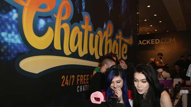   Webcam models perform at the Chaturbate booth during the 2017 AVN  Adult Entertainment Expo at the Hard Rock Hotel &amp; Casino on January  19, 2017 in Las Vegas, Nevada