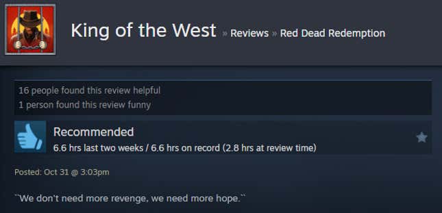 Image for article titled Red Dead Redemption Remaster, As Told By Steam Reviews