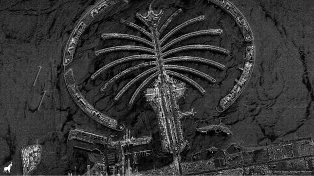 A radar image of the Palm Jumeirah in Dubai