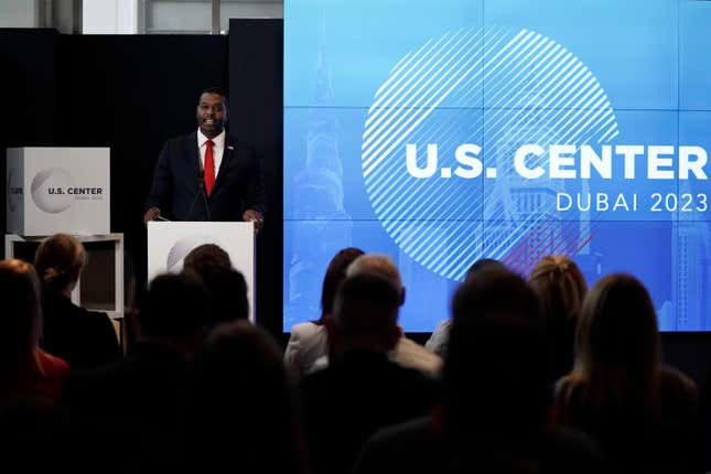 Michael Regan, administrator of the U.S. Environmental Protection Agency, speaks at the U.S. Center at the COP28 U.N. Climate Summit, Saturday, Dec. 2, 2023, in Dubai, United Arab Emirates. (AP Photo/Joshua A. Bickel)