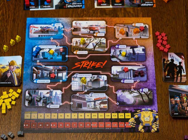 A game board of STRIKE! by the Tesa Collective