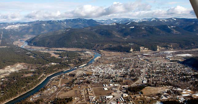 FILE - The town of Libby, Mont., is seen Feb. 17, 2010. Thousands of people have been sickened and hundreds killed by asbestos contamination in the Libby area. Most of the contamination has been cleaned up but the long latency period of asbestos-related diseases means people continue to get diagnosed with illnesses. (AP Photo/Rick Bowmer, File)