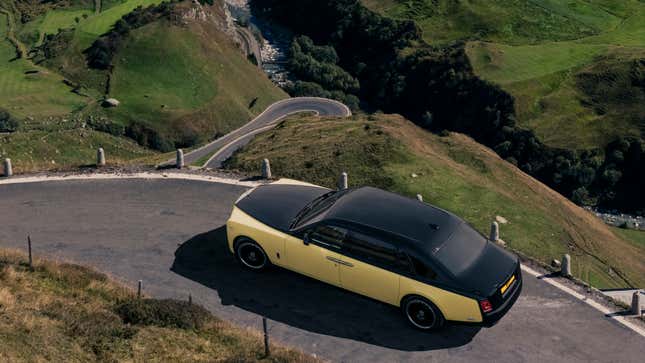 Top-down view of the two-tone yellow Rolls-Royce Goldfinger one-off