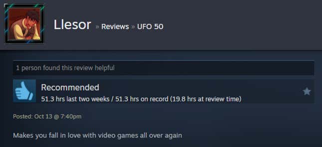 Image for article titled UFO 50&#39;s Retro Gaming Masterpieces, As Told By Steam Reviews