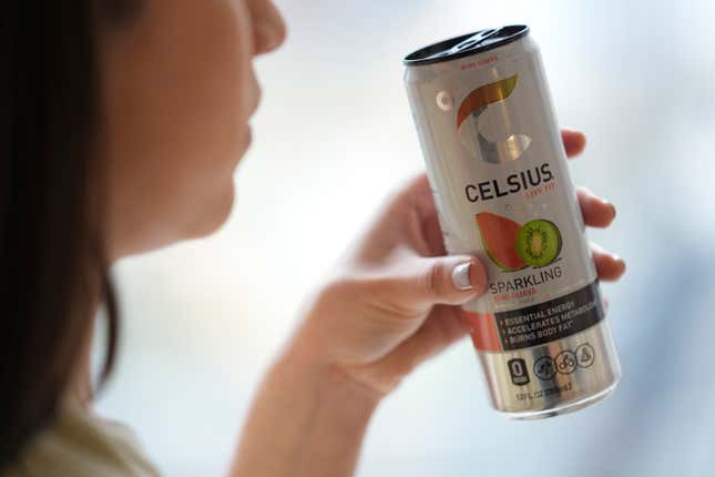 A can of Celsius, a fitness drink that is supposed to accelerate metabolism and burn body fat, is shown on Wednesday, April 10, 2024, in New York. The frenzy of functional beverages – drinks designed to do more than just taste good or hydrate - has grown into a multi-billion-dollar industry. (AP Photo/John Minchillo)