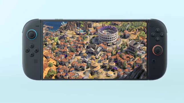 A Switch 2 displays Civilization 7.