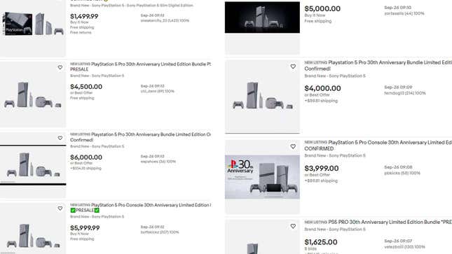 Image for article titled Ebay Is Already Filled With PS5 Pro Anniversary Consoles Priced At $3,000+