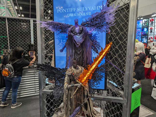 Statues of characters from Dark Souls III are on display at Comic Con.