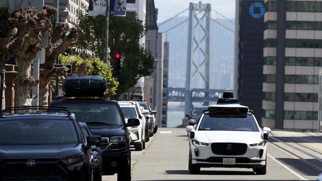 A photo of a Waymo self-driving car in San Francisco. 