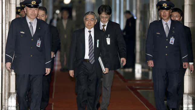 The man of the hour: Bank of Japan governor Haruhiko Kuroda.