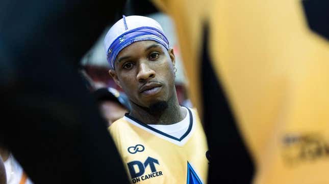 Tory Lanez attends the 2022 Parlor Games Celebrity Basketball Classic at the Cox Pavilion on April 30, 2022 in Las Vegas, Nevada
