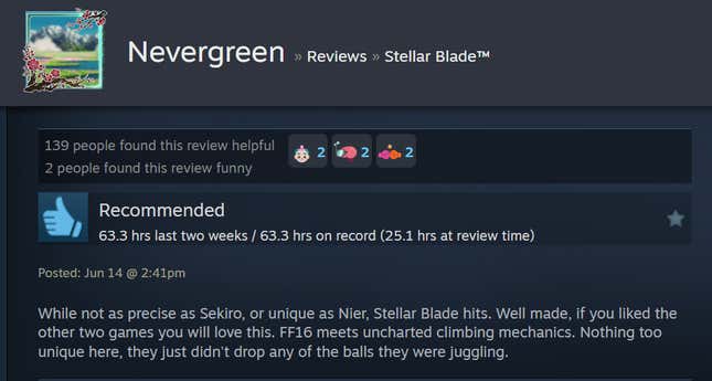 Image for article titled Stellar Blade, As Told By Steam Reviews
