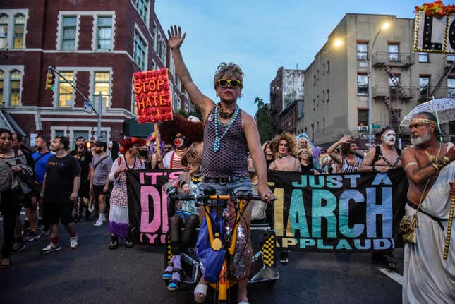 Image for article titled New York City's Drag March Brought the Glamour, Glitter, Feathers, and Leather