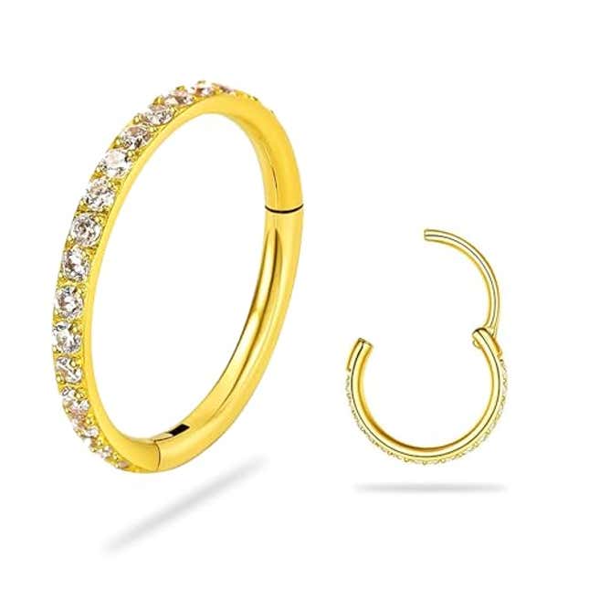 Image for article titled SmileBelle 14K Gold Hinged Nose Rings Hoop for Women 20G, Now 10% Off