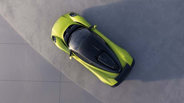 Top down view of a green Aston Martin Valhalla