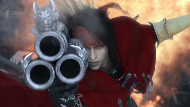 Vincent Valentine aims his gun at the camera in Advent Children.