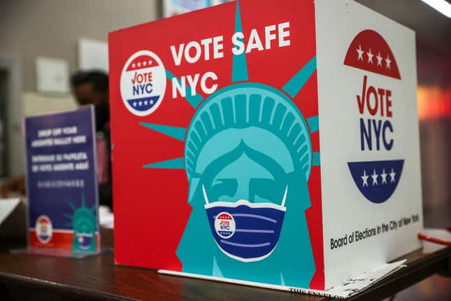 New Yorkers are casting their votes for the November 2nd General Election and Mayoral Election in New York City, United States, on November 02, 2021.