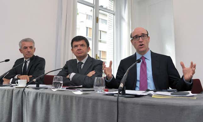 Bradley, right, at a press conference in 2015.