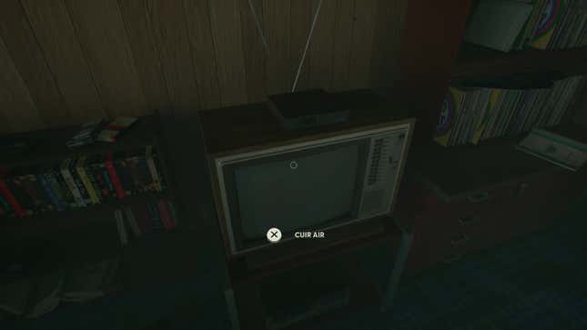 The player looks at a CRT TV with a prompt to turn it on.