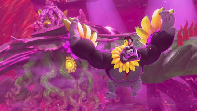 A screenshot of Donkey Kong Banaza shows off the game. 