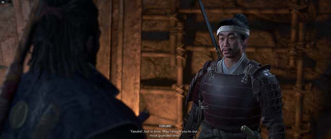 Yasuke chats with an NPC.