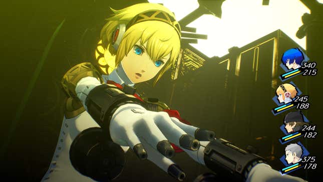 Episode Aigis' titular character in combat in Persona 3 Reload.