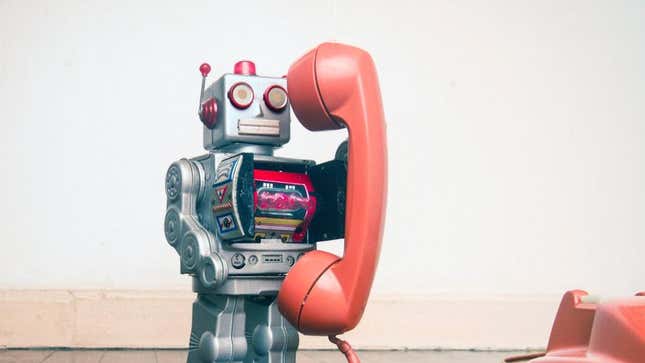 A toy robot using a phone