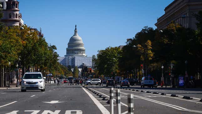 The Capitol building is seen from Pennsylvania Avenue NW in Washington, D.C., United States on October 20, 2022.